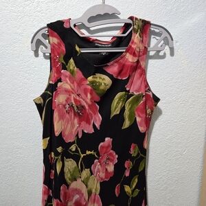 American Angel Black Maxi Dress with Pink Floral Design